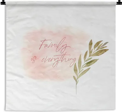 Produktbild von MuchoWow® Wandteppich Wandbehang Zitate - Familie ist alles - Sprichwörter - Familie 60x60 cm Tapisserie Dekoration Wandtuch - Dekorationen - Wand Decke