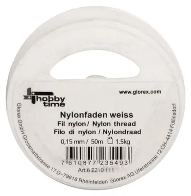 Produktbild von Glorex Nylonfaden weiß 0,15 mm, 50 m