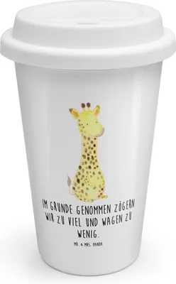 Produktbild von Mr. & Mrs. Panda Thermobecher To Go Giraffe Zufrieden - Weiß - Geschenk, Kaffeebecher, Isolierbecher, Abenteuer, Becher, Afrika, Coffee, Glück