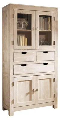 Immagine prodotto di MASSIVMOEBEL24 | NATURE WHITE #61 Credenza in legno di acacia - oliato 90x40x180
