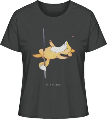 Produktbild von Mr. & Mrs. Panda Shirt Damen Fuchs Poledance Größe XL - Anthrazit - Geschenk, Baumwoll T-Shirt, Tanzen, Kurzarmshirt, Tanz, Basic, Pole Dance
