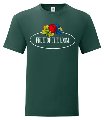 Produktbild von Fruit of the Loom Iconic 150 T-Shirt mit Vintage-Logo auf der Brust Farbe: waldgrün - Vintage-Logo groß Größe: S