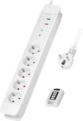 Produktbild von LogiLink Steckdosenleiste 5-fach mit Fernbedienung weiß ohne Schalter