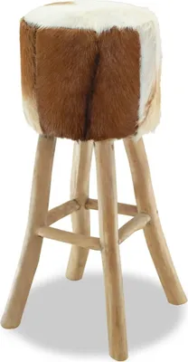 Produktbild von vidaXL Barhocker Ziegenleder und Teak Massivholz