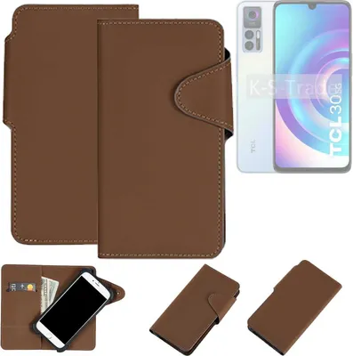 Produktbild von K-S-Trade Schutzhülle Klapphülle Kunstleder kompatibel mit TCL 30 5G braun Handy Hülle Wallet Case