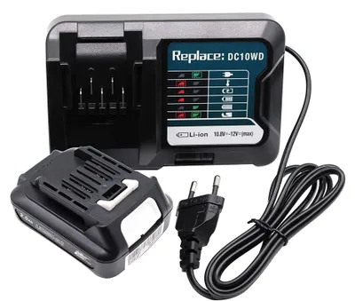 Ladegerät DC10WD + 2,0 Ah Akku BL1021B für 10,8–12 V Li-Ion