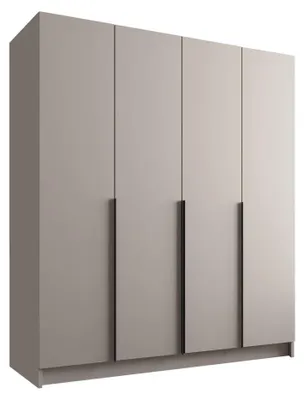 Produktbild von MIRJAN24 Kleiderschrank Santi I, Schlafzimmer, Drehtürenschrank, mit Kleiderstange, Modern, Garderobenschrank, Metallgriffe (Farbe: Cashmere / Cashmere + Schwarz)