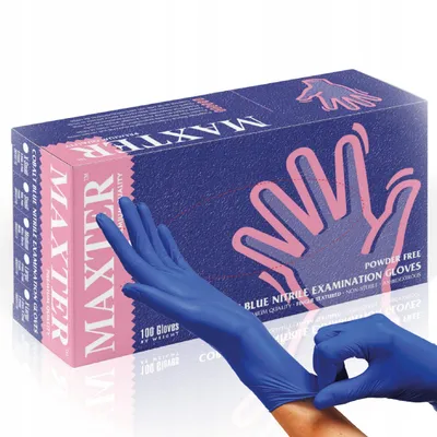 Zdjęcie produktu dla RĘKAWICZKI NITRYLOWE NIEBIESKIE RĘKAWICE JEDNORAZOWE L MAXTER 100 szt.