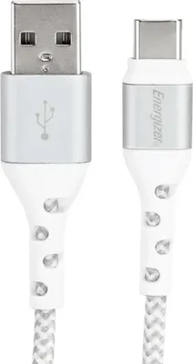 Produktbild von ENERGIZER, USB-A / USB-C Kabel 2 m Nylon geflochten knickfest, Weiß