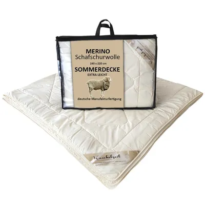 Produktbild von Merino Schafschurwolle extra leichte Sommerdecke Kuschelzeit in 240x220 cm