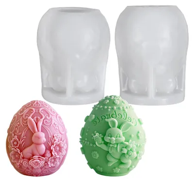 Produktbild von 2 Stück Silikonform Ostern, Kerzen Silikonform Osterei, Kerzenformen zum Gießen