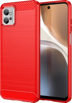 Produktbild von Moto G32 Hülle, Carbon-Faser TPU Silikon Stoßfest Schutzhülle für Motorola Moto G32 Rot