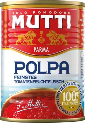 Produktbild von 48x Mutti polpa di Pomodoro Tomatenpulpe Tomaten sauce 100% Italienisch 400g dose + Italian gourmet Polpa