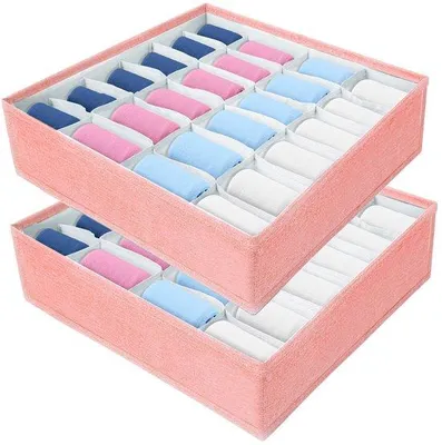 Productafbeelding van Ibenzoa® Opvouwbare ladeorganizer – 24 vakken, 32x32x9 cm, voor sokken en ondergoed, vochtbestendig, set van 2