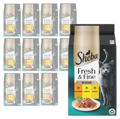 Zdjęcie produktu dla Sheba Fresh & Fine Saszetki 72x50g Mokra Karma Dla Kotów W Sosie Kurczak Indyk Kaczka
