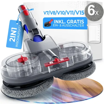 Produktbild von Wischaufsatz für Dyson V7/V8/V10/V11/V15/Gen5 - elektrischer Staubsauger Wischmop Aufsatz mit abnehmbarem Wassertank,Füllbehälter & 6 waschbaren Mops