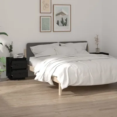 Zdjęcie produktu dla Maison Exclusive – stoliki nocne, 2 szt., czarne, 40 x 35 x 50 cm, lite drewno sosnowe