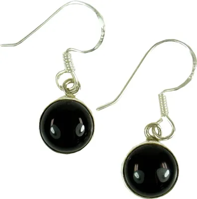 Produktbild von Boho Silberohrringe, Indische Ohrhänger, Runder Silberohrring - Onyx, Silber-Farben, SterlingSilber, 1*1*0,7 cm, Silberohrringe