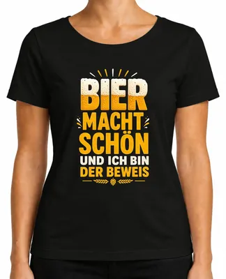 Productafbeelding van Bier maakt je mooi, en ik ben het bewijs. Grappig T-shirt voor dames, met de tekst "Brouwerij", kleur zwart, maat 3XL