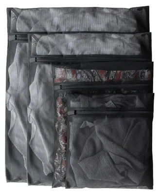 Produktbild von 4er Set Wäschebeutel Mesh 24x30cm/30x40cm/40x50cm/50x60cm Schwarz