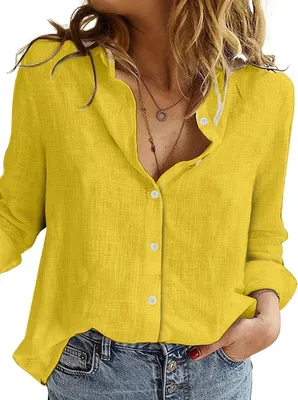 Productafbeelding van Currero Linnen Blouse Dames Geel S