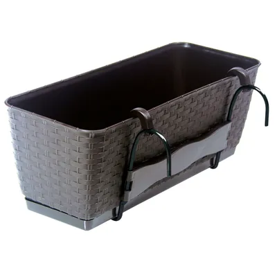 Obrázok produktu pre Box na zábradlie balkóna terasy kvetináč imitácia ratanu 49,2 cm hnedý
