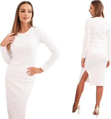 Immagine prodotto di Elegante set da donna: camicetta e gonna midi in écru