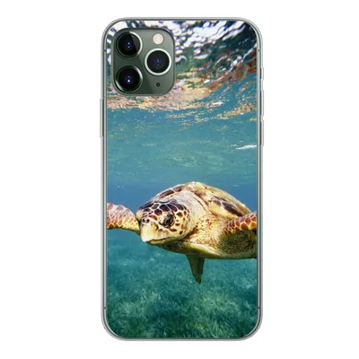 Produktbild von MuchoWow® Handyhülle Schutzhülle Hülle für iPhone 11 Pro Schildkröte - Wasser - Blau Silikon Softcase Handy Hülle - Handy