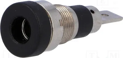 Immagine prodotto di 5 connettori a banana neri, 24A, 60VDC, 4mm, placcati in nichel, 28mm. Connettori a banana da 4mm