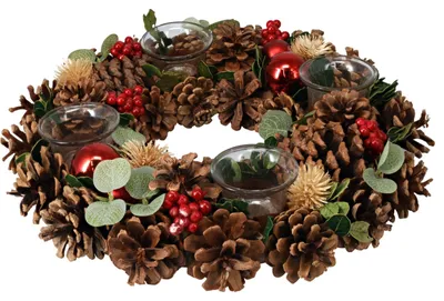 Obrázek produktu pro Vánoční věnec s kuřatkami, svícen na 4 svíčky, průměr 34 cm, výška 8 cm