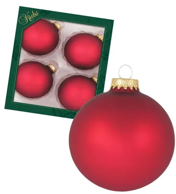 Produktbild von Krebs Glas Lauscha Uni Kugeln Rot - Einfarbige Kugeln zum Anhängen - 4 Stück - 8cm - 78209