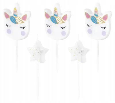 Produktbild von PartyPal Einhorn Tortenkerzen Geburtstag Weiß 5 Stück