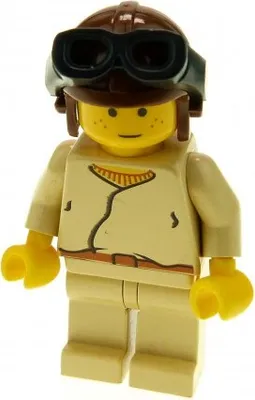 Produktbild von 1 x Lego Minifigur Star Wars Anakin Skywalker Fliegermütze braun 7141 sw0007