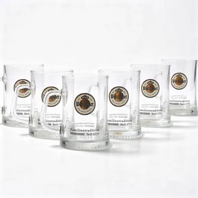Produktbild von Warsteiner Biergläser Glaskrug 0,2 l 6er Set mit Henkel Glas klar