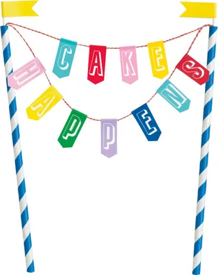 Produktbild von Tortendeko Banner Happy Birthday Cake Happens Rainbow