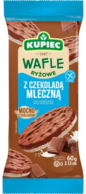 Obrázok produktu pre Wafle ryżowe w polewie z mlecznej czekolady 60g