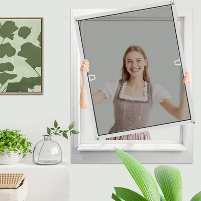 Produktbild von Fliegengitter Fenster mit Rahmen 60 x 80 cm Alurahmen Montage ohne Bohren