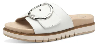 Produktbild von Tamaris Damen Wide Fit Pantoletten flach mit Klettverschluss und Schnalle, weiß