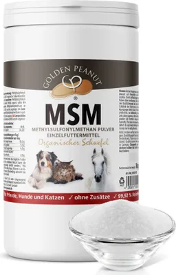Produktbild von GOLDEN PEANUT MSM Methylsulfonylmethan Pulver 1 kg – für Tiere, Reinheitsgrad 99,92%, organische Schwefelverbindung