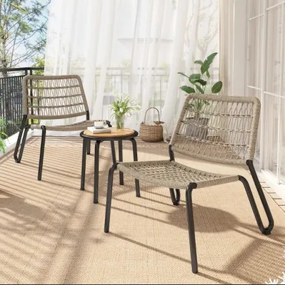 Obrázek produktu pro Sada zahradního nábytku – Sada venkovního nábytku – Stylový design – Akátové dřevo – Odolný provaz