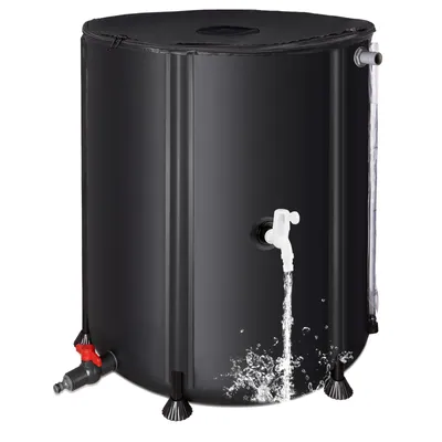 Produktbild von NACATIN Faltbare Regentonne 200L, Wassertank mit Filter, 2 Hähnen & Überlauf, für Fallrohranschluss, Schwarz