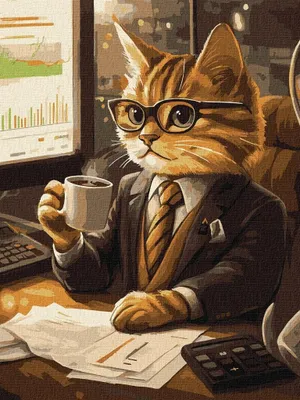 Produktbild von Malen nach Zahlen – Geschäftsmann-Katze 30 x 40 cm – Ideyka