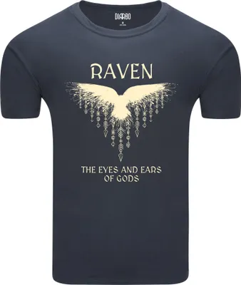 Produktbild von Diarbo Herren T-Shirt mit Wikinger Druck Nordischer Rabe Dunkelgrau Gr.XXL