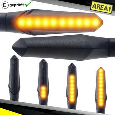 Produktbild von Area1 Motorrad LED Blinker e- schwarz, Lauflicht-Effekt, M8 Set (2Stück)
