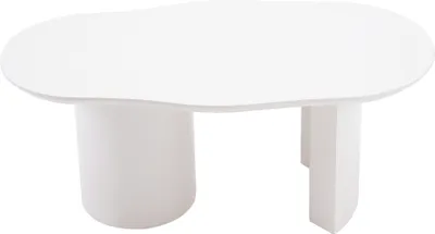 Produktbild von Merax Couchtisch Wolke Beistelltisch Scandi, Wohnzimmertisch Kaffetisch für Wohnzimmer, elegant geschwungene Tischplatte, 100x(40-50)x40.5 cm, Weiß