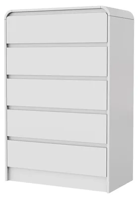 Image de Commode en bois - Commode avec 5 tiroirs - Éclairage LED - Meuble de rangement moderne et minimaliste - Idéal pour le salon, la chambre ou le bureau - Dimensions : 73 x 40 x 110 cm - Blanc