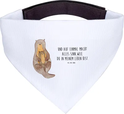Produktbild von Mr. & Mrs. Panda Halstuch Hund Otter Kind - Weiß - Geschenk, Geburt, Familie, Baby, Hunde Schal, Mama, Tuch, Hundehalstuch, Mutter