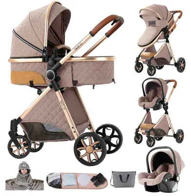Productafbeelding van Babywagen, 4-in-1, multifunctioneel ontwerp, robuust frame van magnesiumlegering, KHAKI (kleur)