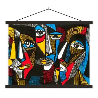 Produktbild von MuchoWow® Textilposter Malerei - Ölgemälde - Kubismus 150x113 cm mit schwarzem Rahmen - Wohnzimmer