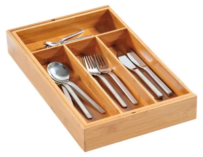 Produktbild von KESPER 5818613 Variabler Besteckkasten Bambus ausziehbar von 26 - 49 cm